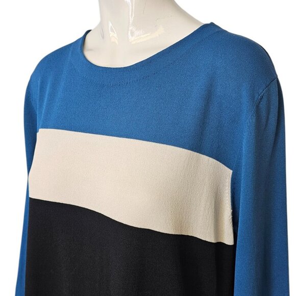 Diane Von Furstenberg Aina Color Block Mini Dress, 3/4 Sleeve, Stretch, Size L - Picture 9 of 10